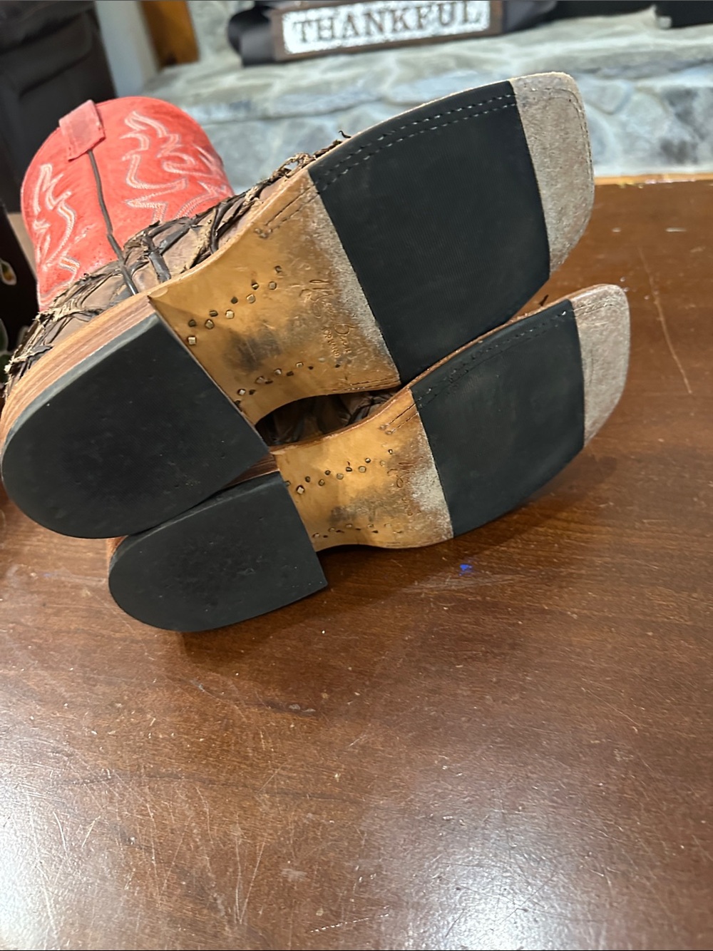 Macie Bean Red Suede Shaft Brown Exotic Leather Cowboy Boots - Picture 4 of 5